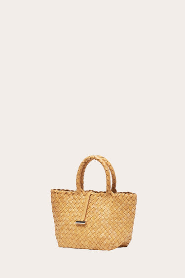 Mini Leather Basket Almond - WONROB