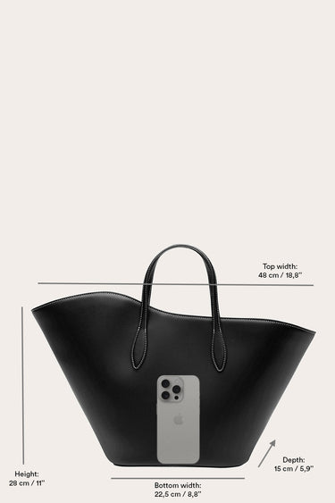 Open Tulip Tote Medium Black - WONROB