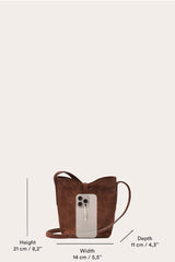 Penne Mini Bucket Dark Brown Suede - WONROB