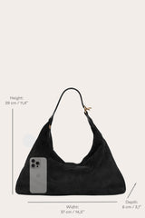 Pillow Shoulder Bag Black Suede - WONROB