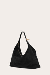 Pillow Shoulder Bag Black Suede - WONROB