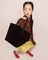 Sprout Tote Black Suede - WONROB