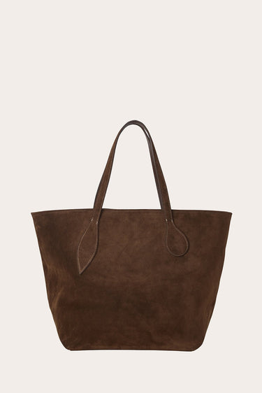 Sprout Tote Dark Brown Suede - WONROB