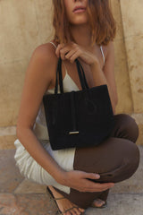 Sprout Tote Mini Black Suede - WONROB