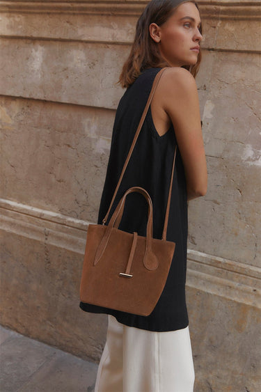 Sprout Tote Mini Chestnut Suede - WONROB