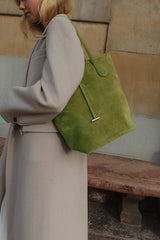 Tall Sprout Tote Army Suede - WONROB