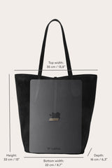 Tall Sprout Tote Black Suede - WONROB