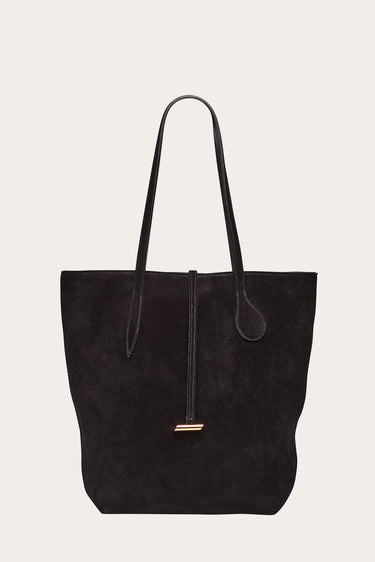 Tall Sprout Tote Black Suede - WONROB