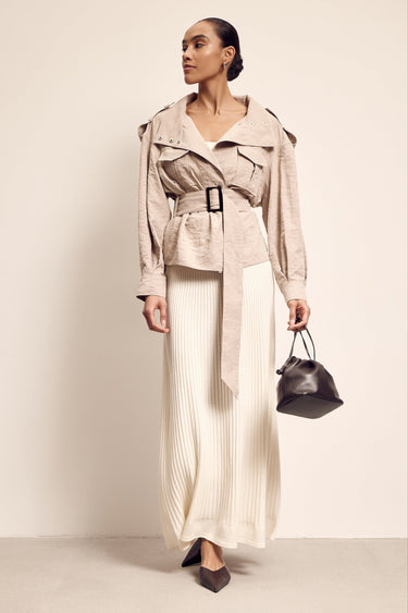 TEONA cropped trench coat, beige