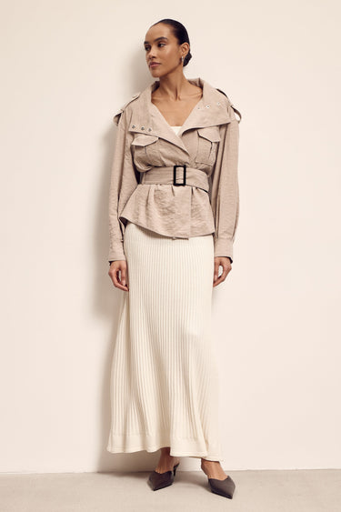 TEONA cropped trench coat, beige